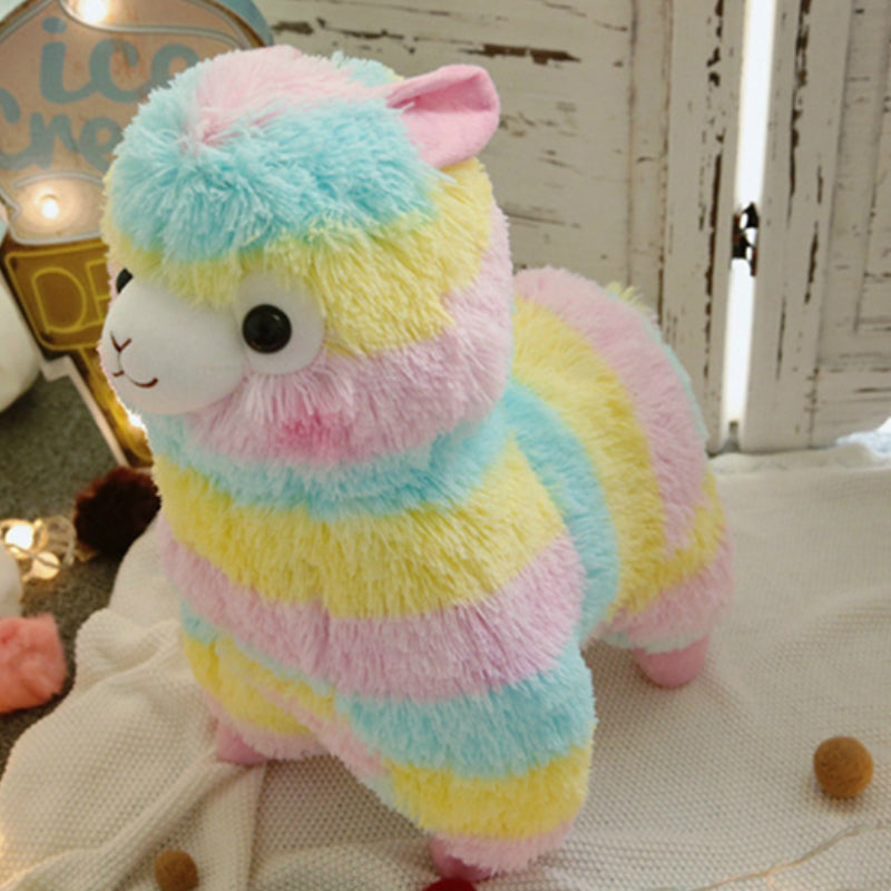 Rainbow Alpaca Plush Toy 3 Size options High Quality Soft Cotton For Small Children