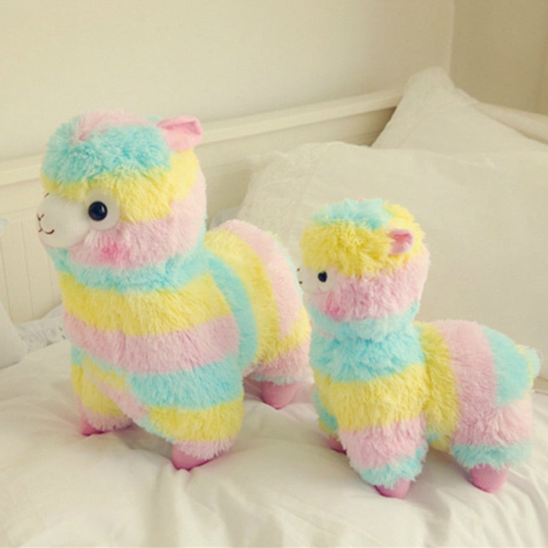 Rainbow Alpaca Plush Toy 3 Size options High Quality Soft Cotton For Small Children